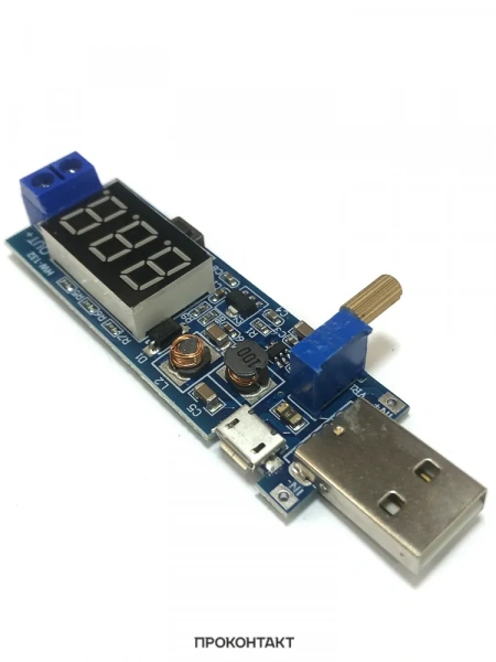 Повышающий/понижающий DC-DC вход USB 5В выход 1,2-24В с LED дисплеем и регул. до 3W